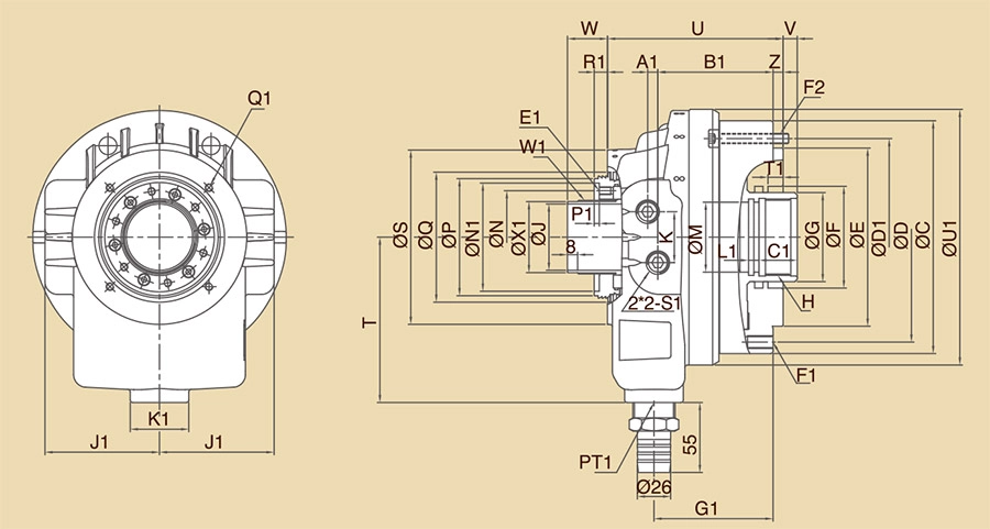 PA Kompakte hohle rotierende Hochgeschwindigkeits-Hydraulikzylinder