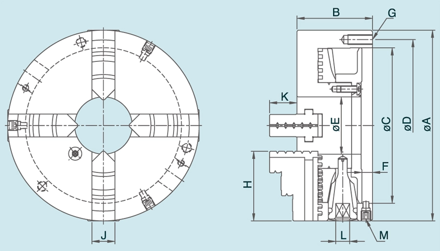 FCT 4-Backen-Einstell-Stahlkörper-Scrollfutter